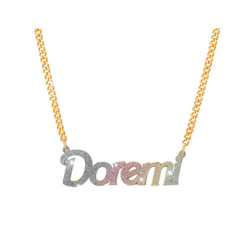 Personalized color name jewelry wholesale suppleirs glittering nameplate pendant necklace custom with cuban chain manufacturers